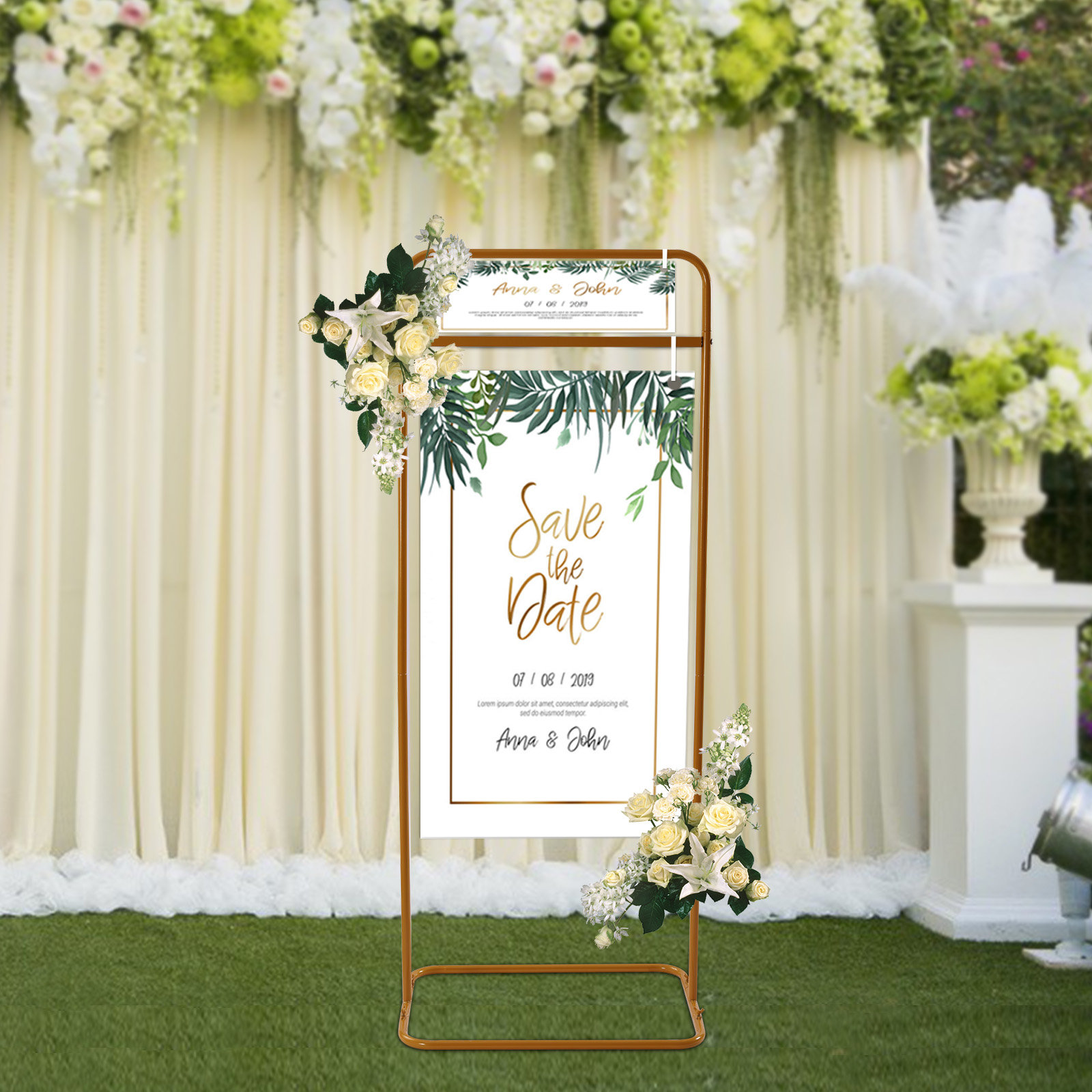 YaoTown 4.9Ft Iron Welcome Sign Frame Metal Wedding Arch Stand